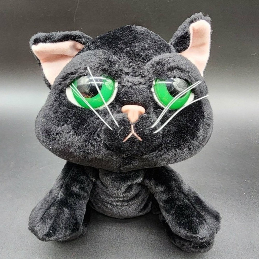 Russ Black Big Eye Cat Kids 9in Vintage Kitsch Retro Spooky Halloween Plush Toy